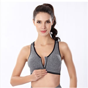 Dresslily Sports Bra for Women Plus Size Original High Quality Front Zipper Training Vest Chest Push Up Shock Absorption