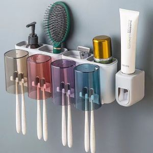 GIVA Toothbrush Rack with Toothpaste Dispenser