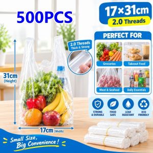 White Plastic Bags Transparent Sando Bags Supermarket Shopping Bags For Packaging & Shipping 500Pcs