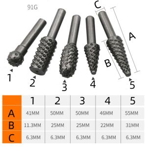 Bộ 5 mũi phay mài cắt gỗ đa năng bộ mũi mài khắc gỗ cầm tay đa năng gắn máy làm lũa bonsai cốt 6.3mm-NIEVE