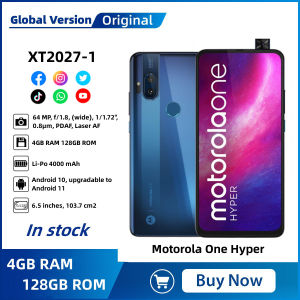 Original Motorola One Hyper XT2027-1 Octa-core 6.5 inches Mobile Phone 4GB RAM 128GB ROM Snapdragon 675 IPS LCD 64MP Camera NFC FM Radio Single SIM 4000mAh Android Fingerprint Smartphone