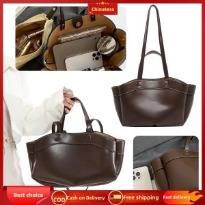 [Chinatera Malll] Women Tote Bag One Shoulder Handheld Tote Bag Soft PU Leather Handbags for Women Ladies Girls