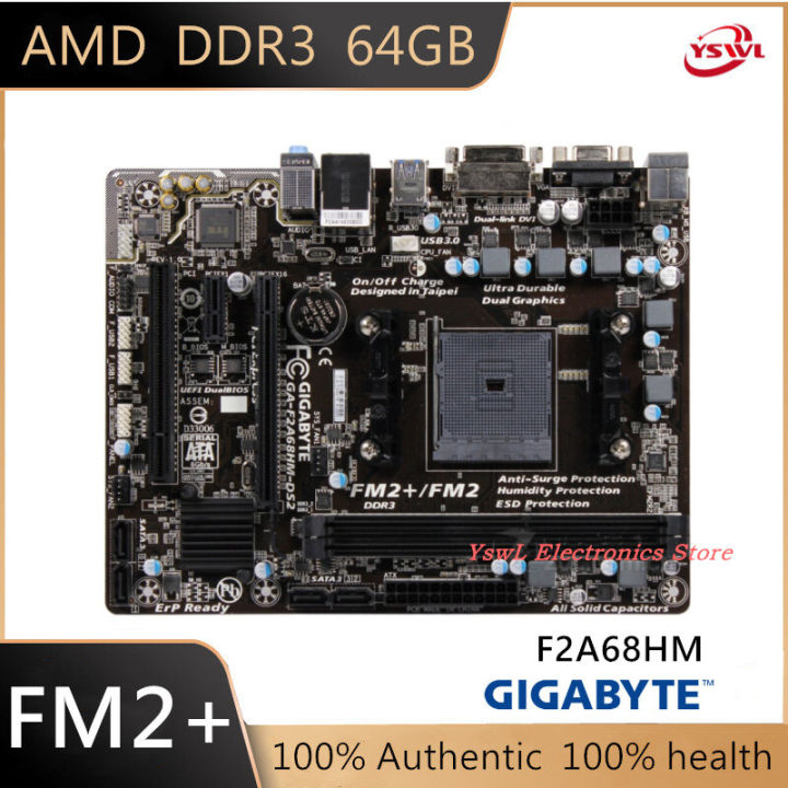 PC Motherboard GA-F2A68HM-DS2/S1 AMD FM2 FM2+ DDR3 64GB Gigabyte Super  durable SATA III A68 Used Game motherboard For PC Desktop Lazada PH
