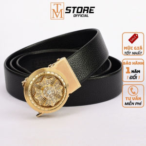 Thắt lưng nam da cao cấp mặt xoay đính đá khoá tự động sang trọng