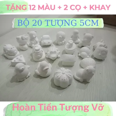 Bộ 20 tượng tô 5cm TẶNG 12 màu + 2 Cọ + Khay