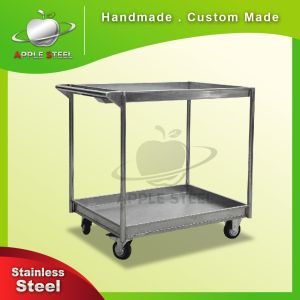 Stainless Steel Trolley With Wheel 2 Tier /Handmade Keluli Troli Roda Duo Tingkat/ Trolley Cart/Custom Made Customize Design Dapur Kitchen Hand Truck Trolley