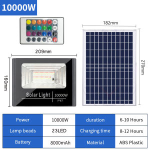 solar christmas light 10000W Solar Light Outdoor Waterproof RGB Wall Lights Floodlights 16 Colors+4 modes Solar RGB Colorful Flood Light with Remote Control,christmas lights solar power