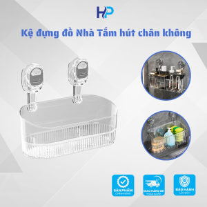 Kê đựng đồ nhà tắm mẫu Nhựa trong suốt phong cách Châu Âu kệ đa năng hút chân không dính tường chắc chắn