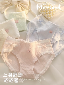 Fashionable Cute Rabbit Bowknot Cotton Knickers for Women Girls Japanese Aesthetic Ruffled Edge Underwear Panties Briefs