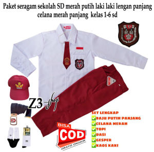 Setelan Seragam Sekolah Putih Perempuan Lengan Panjang Kelas 1-6 SD