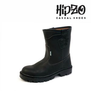 Hipzo Sepatu Safety Ujung Besi Boots Tinggi M056 Original 100% Kulit Sintetis Premium Untuk Pria