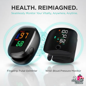 Bundle Wrist Blood Pressure Digital Monitor (FLK-W01) And Fingertip Pulse Oximeter Portable (SMH-01)