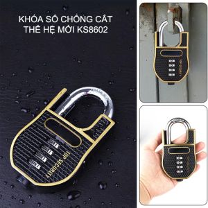Khóa số loại lớn D10mm chống cắt KS8602 dùng khóa cửa đi cửa cổng với 4 mã số có thể thay đổi được