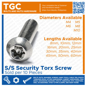 TGC 10PCS M4 ~ M10 SS Security Torx Screw / Stainless Star Bolt with Point