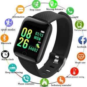 116Plus Smart Watch Blood Pressure Heart Rate Monitor Waterproof Fitness Tracker SmartWatch