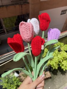 ดอกไม้ Crochet (ทิวลิป แบบกรีบ) น่ารักมินิมอล์ ไหมพรม 🚫ใช้เวลา 5-7 วันจัดส่งเนื่องจากมีคิวจำนวนมาก 🚫