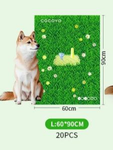 Cocoyo Grass Print Puppy Training Pads pee pad for dog – Instant Absorb & Dry Leak-Proof with Adhesive Backing Odor Control Technology S/M/L/XL size 80/40/20/10 pcs