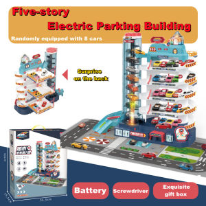 Educational Toys for Kids City simulation Parking Lot with 8 Toy Cars Building Track Road Play Set Rail Car Toy
