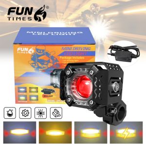 Mini Driving Light With Free Switch Universal Red /Low Beam White & High Beam Yellow Heavy Duty