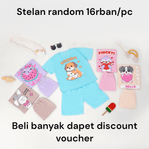 TopOne88 Kaos STELAN Oblong Motif Random Anak Laki-Laki Perempuan Usia 2-8 Tahun
