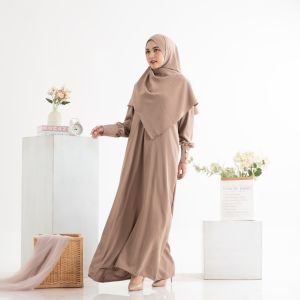 ( FREE HIJAB ) ONE SET ABAYA KALINA DAPAT HIJAB PASHMINA OVAL abaya model NEW BAHAN CRINGKEL AIRFLOW