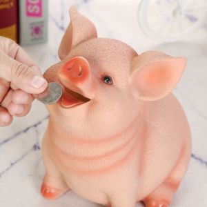 HOUCHU Cute Large Ornament Birthday Gift Home Decoration Children Toys Piggy Bank Pig Statues Money Box Coins Storage Box