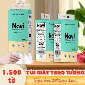 KHĂN GIẤY RÚT TREO TƯỜNG CAO CẤP NAVI { XANH LÁ} 1500 TỜ GIẤY LỤA 3 LỚP MỀM MỊN VÀ DAI