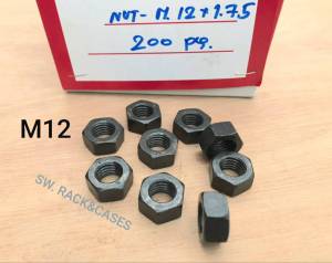 หัวน็อตตัวเมียมิลดำเบอร์ 19# M12 เกลียวหยาบ 1.75mm ประแจเบอร์ 19 แข็งแรงได้มาตรฐานน็อตไทยมีของพร้อมส่ง