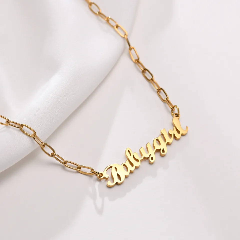 🎁Vnox🎁 Personalized Name Necklaces Pendant for Women Girls,Gold Silver  Custom Stainless Steel Birthday Gift Jewelry