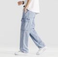 denim pants six pocket  loosse casual fashion cargo pants for mens. 