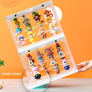 Popmart Display Case Acrylic Display Box Labubu Display Box Display Stand Doll Blind Box with Removeable Ladder