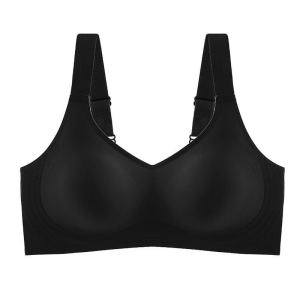 Jubys Seamless Latex Solid Color Bra Silk 4-Hook Bra Adjustable Strap Stretchy Anti-Sag Bralette