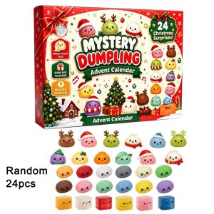 YIYU STUDIO 24Pcs Lịch đếm ngược Bộ đồ chơi giảm căng thẳng Giáng sinh Bánh bao Đồ chơi Giáng sinh Đồ chơi bóp chậm nở Đồ chơi cảm giác giác quan Đầy màu sắc Bộ đồ chơi bóp mềm Quà Giáng Sinh