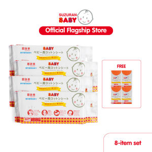Suzuran Baby Antibacterial Cotton Sheet 80 pcs | Thick Cotton Tissue | Dry Cotton Wipes