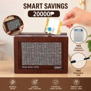 【Free Gift】PHP 30000 Creative Wooden Piggy Bank with Saving Counter Reusable Money Box Money Storage