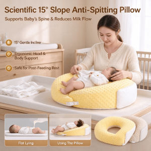 Baby Incline Pillow Anti Reflux Feeding Pillow Newborn Anti Vomit Wedge Pillow Detachable Anti-Choking Feeding Bed Support