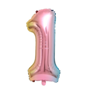 DINOSO Balon Foil Angka Jumbo Warna Rainbow ukuran 32 inch / 80 cm Balon Angka Ulang Tahun Warna Gradient