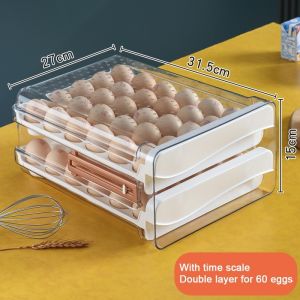🎉𝐒𝐆 𝐋𝐨𝐜𝐚𝐥🎉Wholesale 60PCS Egg Storage Stackable Plastic Drawer Storage Organizers Egg Box Storage Tray Egg Storage Box