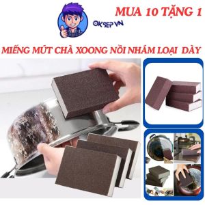 COmbo 3 Miếng Mút Chà Nồi Xoong Nâu Nhám Loại Dày Đánh Bóng Tiện Lợi Thiết Kế Dạng Bọt Biển OKSEP