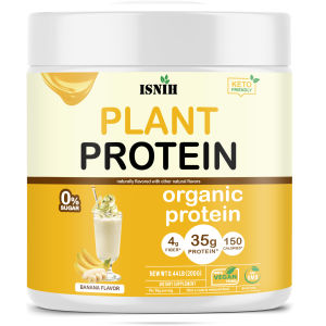 ISNIH Organic Plant Protein Powder No Sugar Vegan Plant Based Protein Powder Enhance Muscle Strength Fast Recovery after Exercise Enhance Immunity Promote Digestion 2.3LBS