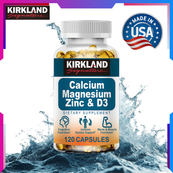 KIRKLAND Calcium Magnesium Zinc + Vitamin D3 Capsules Promote ...