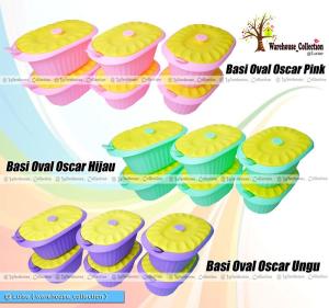 BASI SET OVAL WARNA 6 PCS BASI TUTUP + 6 SENDOK SAYUR (12 IN 1) BASI OSCAR WARNA