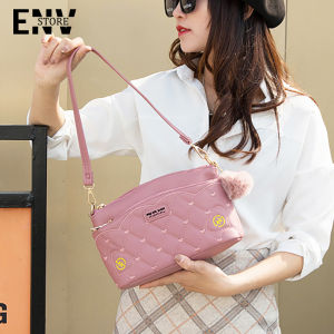 JIVIVIL กระเป๋าสะพายผู้หญิง ออกแบบหลายช่อง ลายปัก ตกแต่งลูกขน แมทช์ง่าย เรียบง่าย กระเป๋าที่ประสบความสะอาดและดูแลสุขภาพ