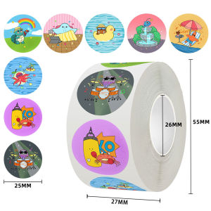 Cuộn 500 stiker hoạt hình ngộ nghĩnh hoạ tiết ngẫu nhiên cho bé khám phá