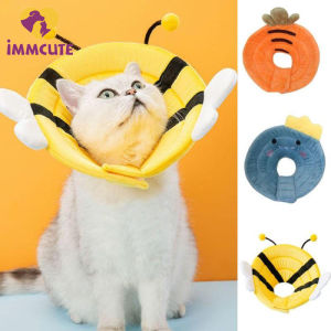 IMMCUTE Adjustable Comfortable Elizabethan Collar Collar Soft Anti Lick Anti Scratch Comfortable Pet Head Cover(S/M/L)