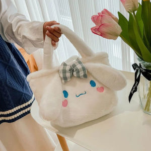 2024Kawaii Hello  Sanrios Plush กระเป๋าอะนิเมะ Kuromi Plushie กระเป๋าเป้สะพายหลังสำหรับหญิง Mymelody Cinnamoroll กระเป๋าถือการ์ตูน Messenger กระเป๋า