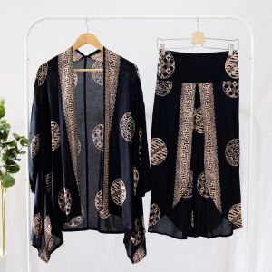 ONE SET BATIK WANITA MODERN SETELAN CELANA PANJANG BATIK SET BATIK KULOT BATIK LEBARAN BATIK KONDANGAN - OUTER PIRINGAN KULOT PIRINGAN