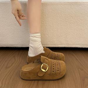 [Free Shipping] Trendy And Versatile Open-Toe Sandals 2026 Spring/Summer New Collection Slip-On Casual Hollow-Out Sandals Retro Thick-Soled Slippers