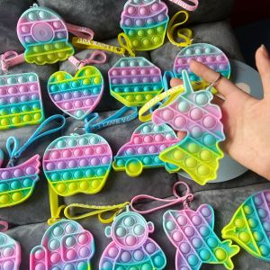 Cheap Newets Randomly shaped Pop it fidget toys simple dimple set 50 pesos rainbow mini square unicorn with keychain Fat Brain Stress Relief For Kids Early Educational Autism Toys