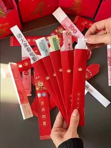 12pcs Red Envelope 2025 God of Wealth Money Bag Draw Lots Red Envelope New Year Gift Supplies